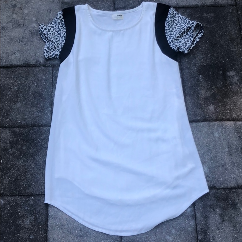 White, Black, and Leopard Dress